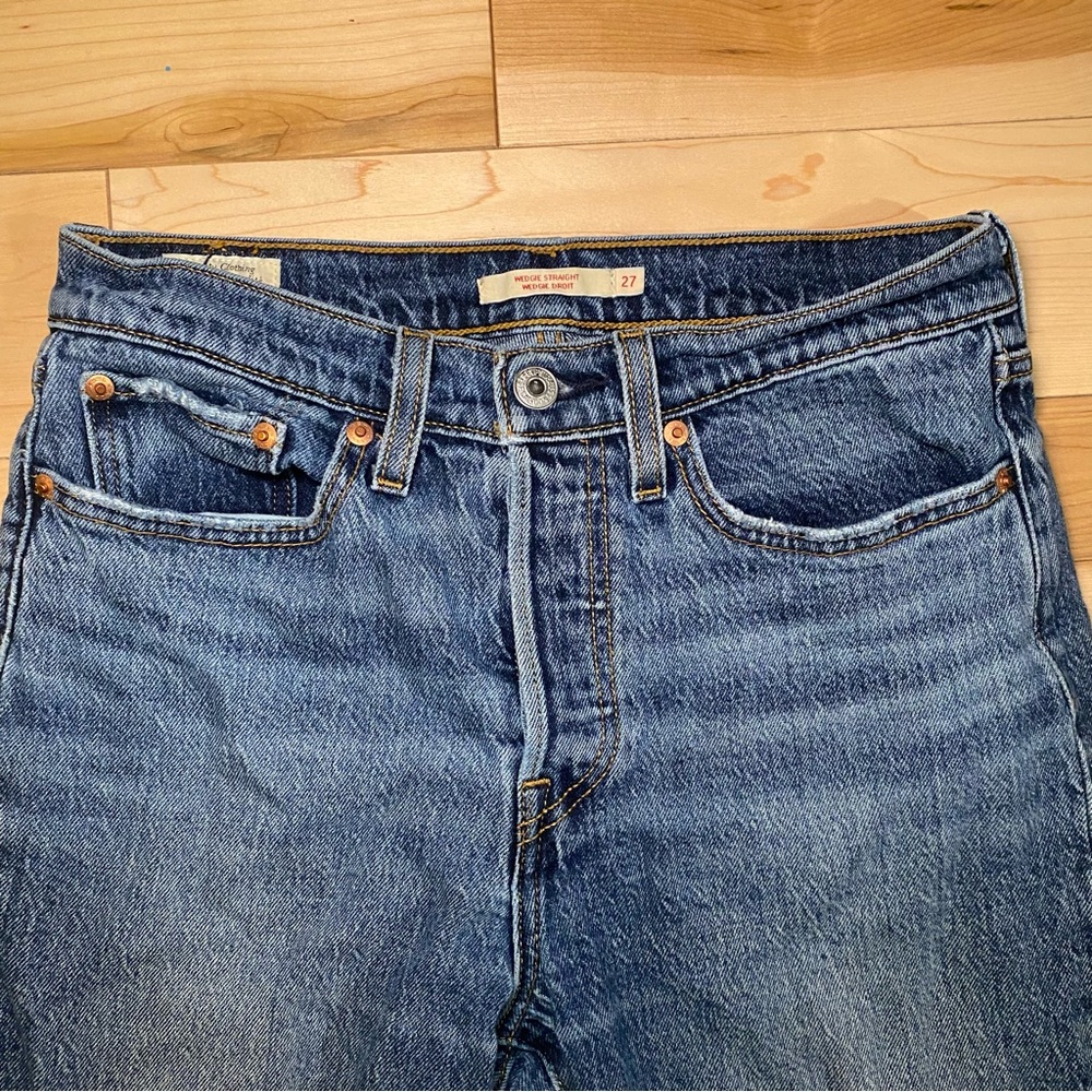 💙 LEVI’S Blue Denim Jeans Classic Wedgie Straight Streetwear - Picture 3 of 10
